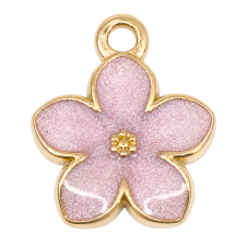 Breloque Fleur en Émail Rose Acier Inoxydable Doré 12x10mm pour la Création de Bijoux Fantaisie - DIY