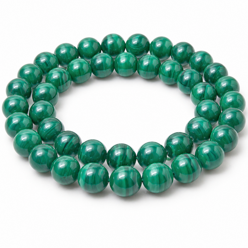 2 Perles Pierre Naturelle Véritable Malachite 8mm