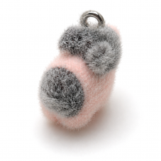 Breloque Cochon Floké en Résine 18x17mm