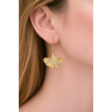 Breloque Ginkgo en Acier Inoxydable Doré 30x22mm