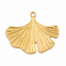 Breloque Ginkgo en Acier Inoxydable Doré 30x22mm pour la Création de Bijoux Fantaisie - DIY