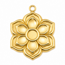 Support Pendentif Fleur en Acier Inoxydable Doré pour Cabochon 4mm pour la Création de Bijoux Fantaisie - DIY