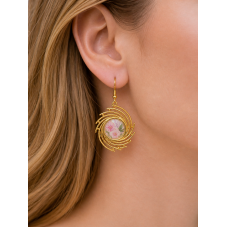Support Pendentif Stylisé en Acier Inoxydable Doré pour Cabochon 12mm