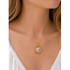 Support Pendentif Stylisé en Acier Inoxydable Doré pour Cabochon 12mm