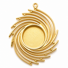 Support Pendentif Stylisé en Acier Inoxydable Doré pour Cabochon 12mm pour la Création de Bijoux Fantaisie - DIY