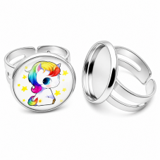 2 Supports Bague Enfant Ajustable pour Cabochon 12mm pour la Création de Bijoux Fantaisie - DIY