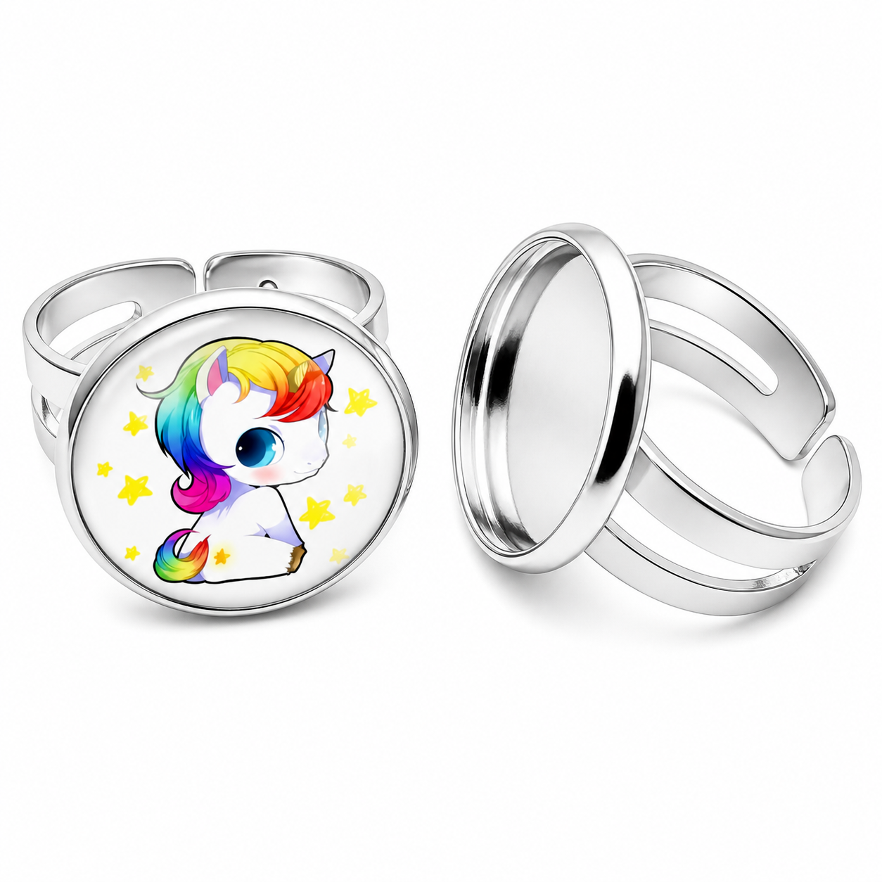 2 Supports Bague Enfant Ajustable pour Cabochon 12mm