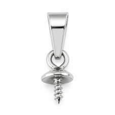 5 Bélière à Vis avec plateau (disque) 5 mm en Acier Inoxydable Argenté pour Pendentif et Perle 14x5mm