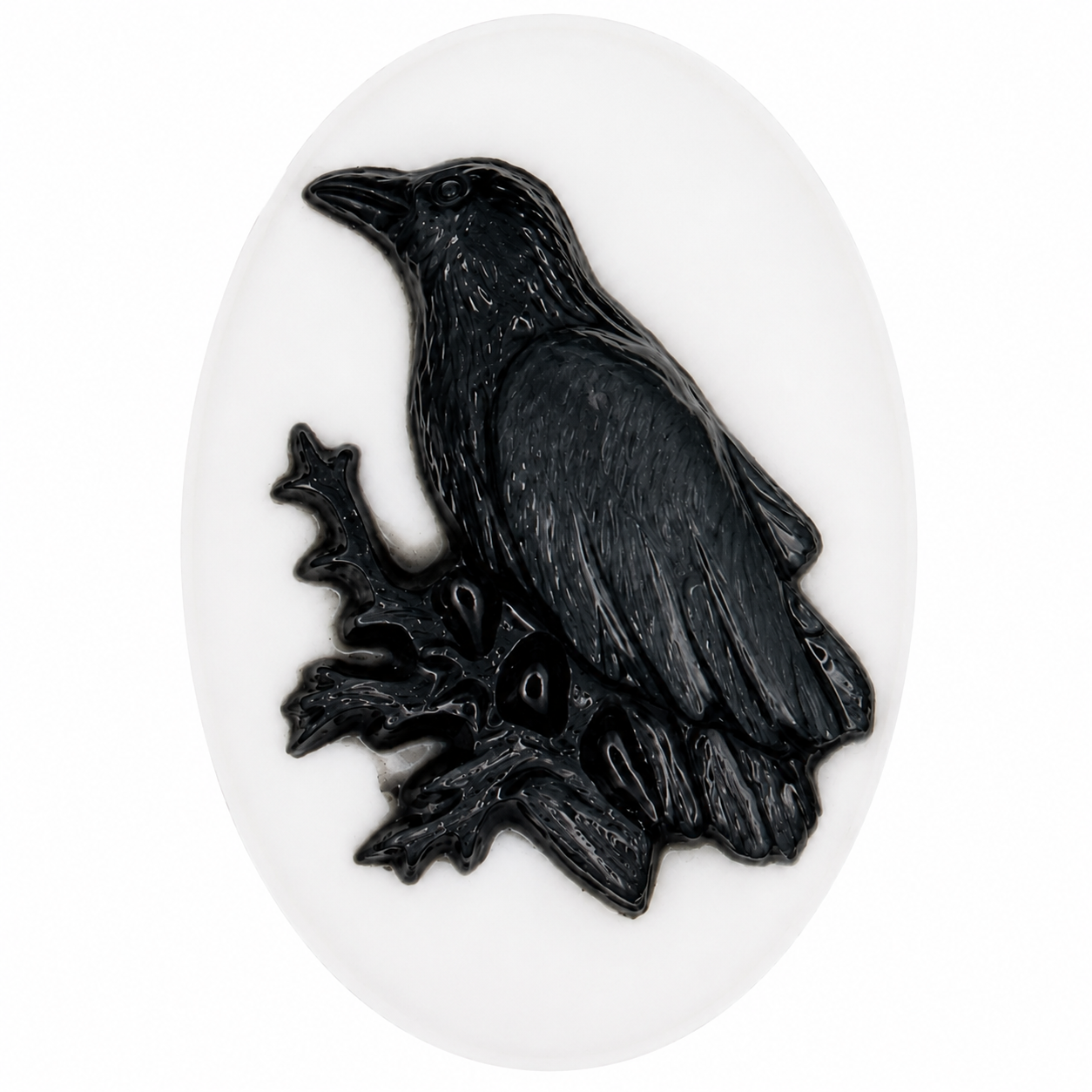 2 Camées Cabochon Corbeau Gothique 18x25mm