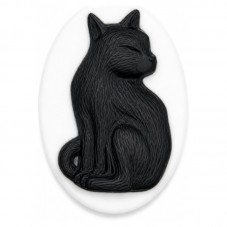 2 Camées Cabochon Chat Noir Gothique 18x25mm pour la Création de Bijoux Fantaisie - DIY