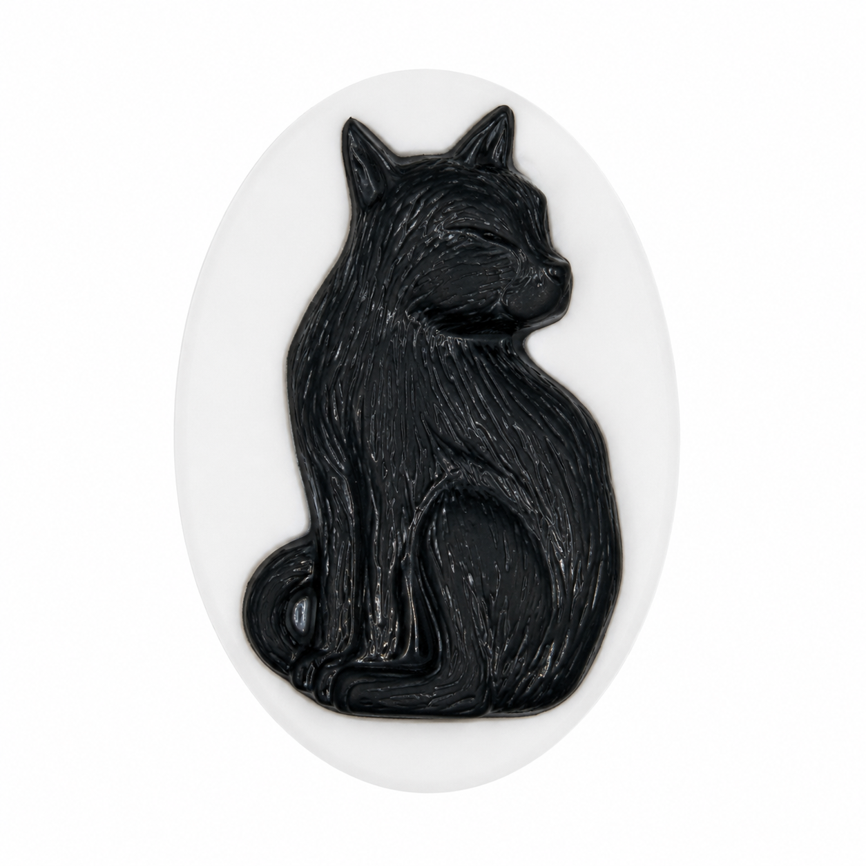 2 Camées Cabochon Chat Noir Gothique 18x25mm