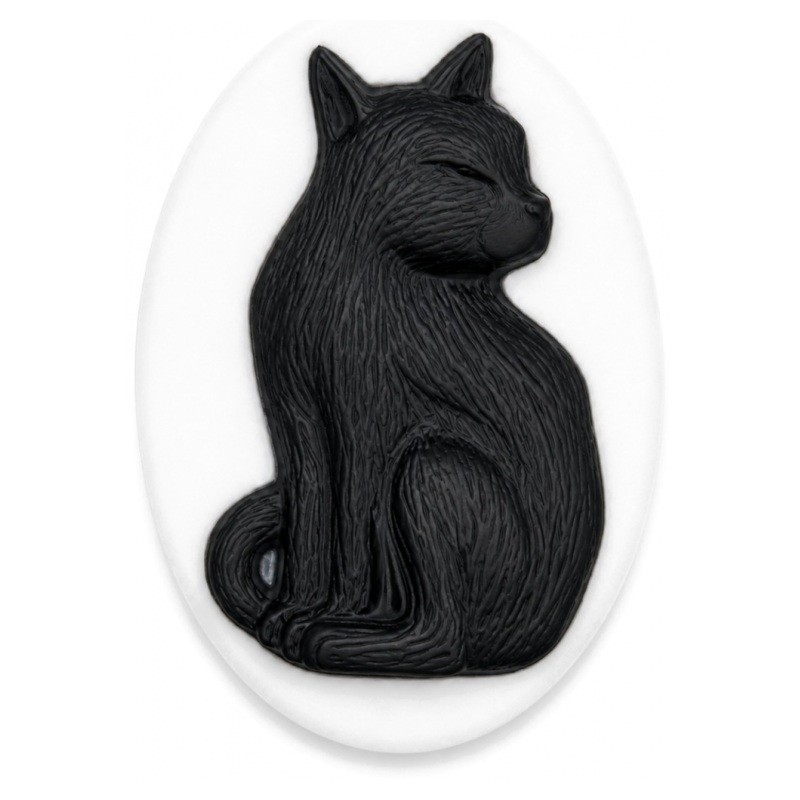 2 CamÃ©es Chat Noir Gothique 18x25mm