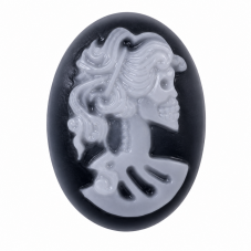 2 Camées Cabochon Lady Squelette Tête de Mort Gothique 18x25mm pour la Création de Bijoux Fantaisie - DIY