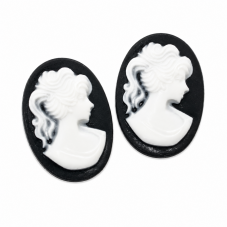 2 Camées Cabochon Lady Vintage 13x18mm pour la Création de Bijoux Fantaisie - DIY