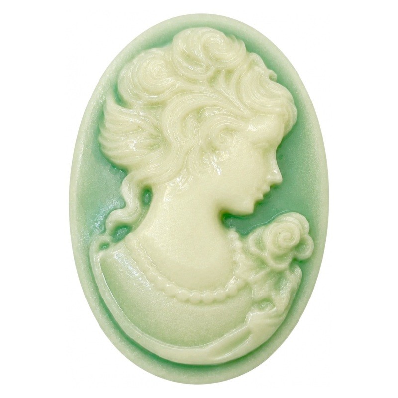 2 Camées Lady Victorienne Vert Amande 18x25mm