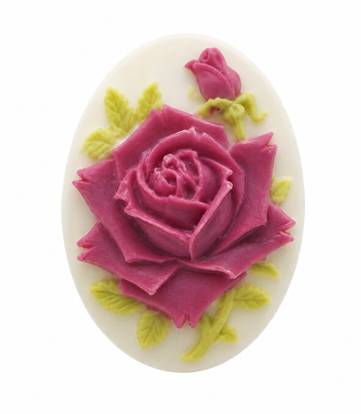 Camée Cabochon Fleur Rose Haute Qualité AAAA+ 30x40mm