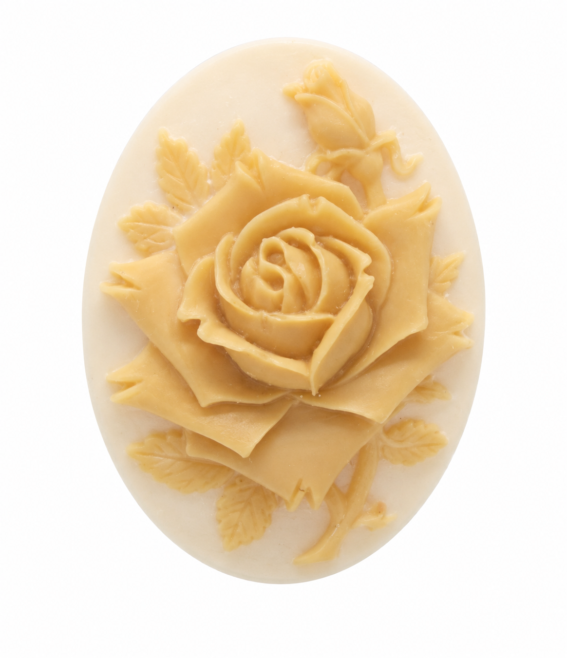Camée Rose Bleue et Feuillage Vert 30x40mm
