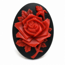Camée Cabochon Fleurs Rose Rouge Haute Qualité AAAA+ 30x40mm pour la Création de Bijoux Fantaisie - DIY
