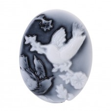 2 Camées Cabochon Oiseaux Noir et Blanc 26x20mm  pour la Création de Bijoux Fantaisie - DIY