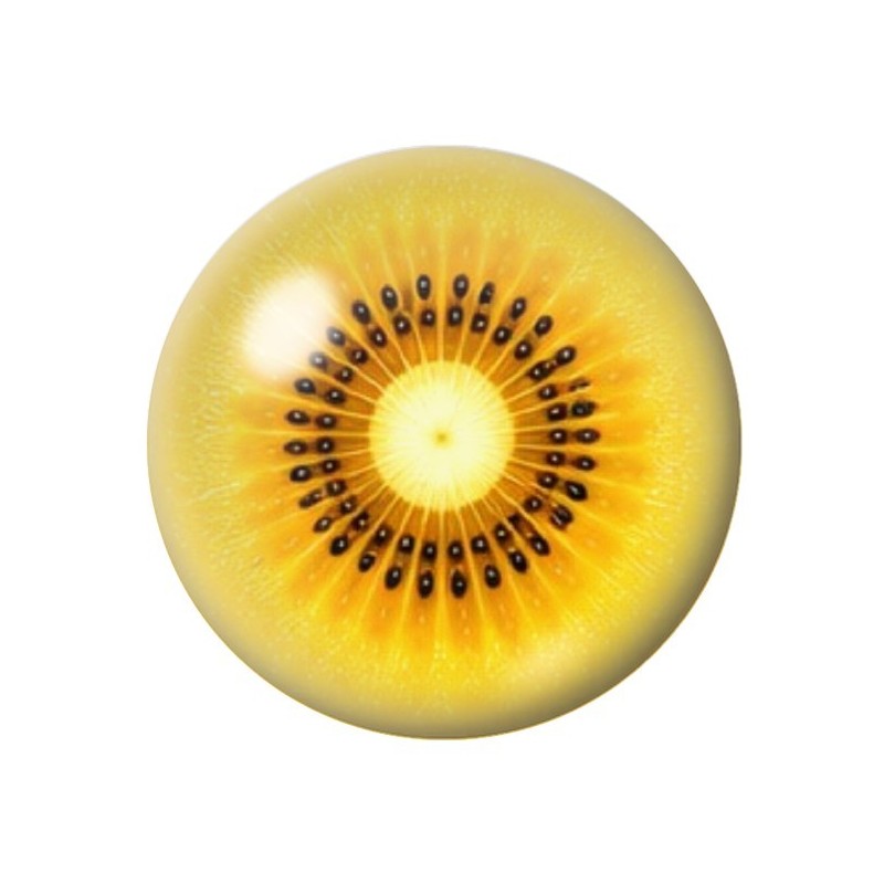 Cabochon en Verre Illustré Kiwi Jaune 12 à 25mm
