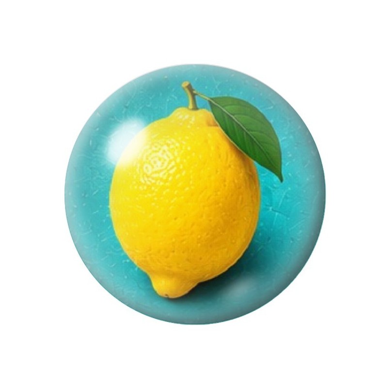 Cabochon en Verre Illustré Citron Jaune 12 à 25mm