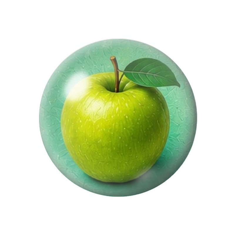 Cabochon en Verre Illustré Pomme Verte 12 à 25mm