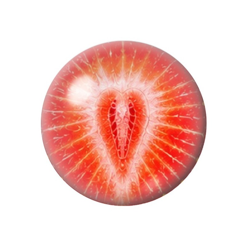 Cabochon en Verre Illustré Fraise 12 à 25mm