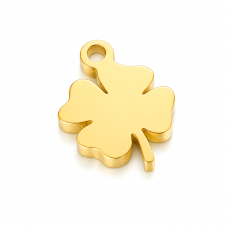 Breloque Trèfle à Quatre Feuilles en Acier Inoxydable Doré 9x7mm pour la Création de Bijoux Fantaisie - DIY