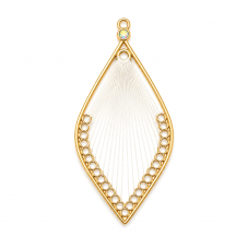 Breloque Pendentif Goutte Fil Blanc Métal Doré 53x26mm pour la Création de Bijoux Fantaisie - DIY