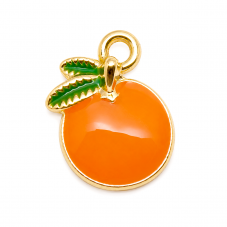 2 Breloques Orange Fruit Métal Doré 16x13mm pour la Création de Bijoux Fantaisie - DIY