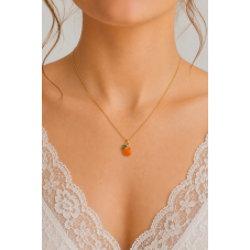 2 Breloques Orange Fruit Métal Doré 16x13mm