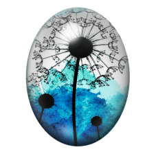 Cabochon en Verre Illustré Pissenlits à l’Aquarelle Bleue 13x18, 18x25 ou 30x40mm pour la création de bijoux fantaisie - DIY