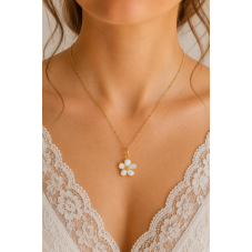2 Breloques Fleur Émail Blanc Métal Doré 17x15mm
