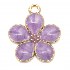 2 Breloques Fleur Émail Mauve  Métal Doré 17x15mm pour la Création de Bijoux Fantaisie - DIY