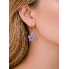 2 Breloques Fleur Émail Mauve  Métal Doré 17x15mm
