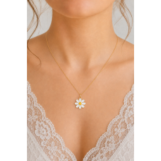 2 Breloques Marguerite Émail Blanc Métal Doré 18x15mm