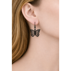 2 Breloques Papillon Ajouré Noir Gothique 30x22mm