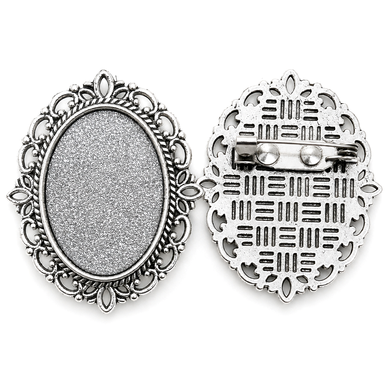 Support Broche Argenté pour Cabochon 18x25mm