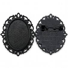 Support Broche Noir pour Cabochon 18x25mm pour la Création de Bijoux Fantaisie - DIY