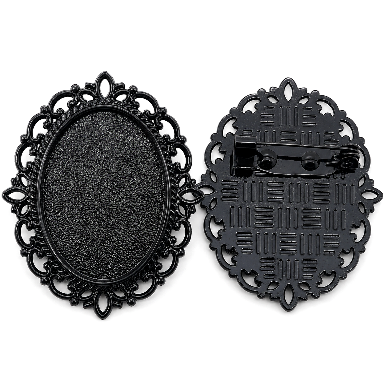 Support Broche Noir pour Cabochon 18x25mm