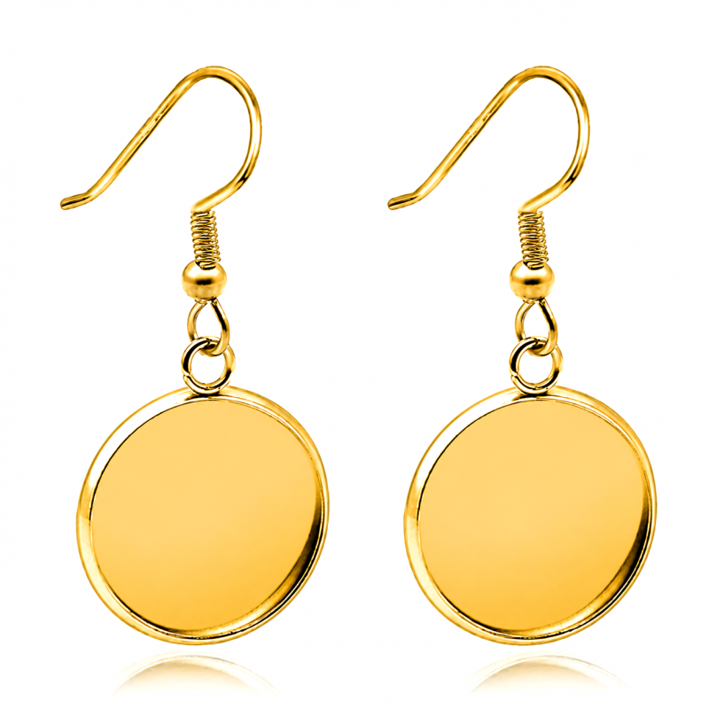 1 Paire de Support Boucle d'Oreille en Acier Inoxydable Doré pour Cabochon 12mm