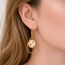 1 Paire de Support Boucle d'Oreille en Acier Inoxydable Doré pour Cabochon 12mm