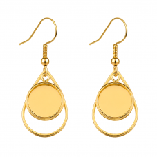 1 Paire de Support Boucle d'Oreille en Acier Inoxydable Doré pour Cabochon 12mm pour la Création de Bijoux Fantaisie - DIY