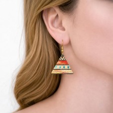 2 Breloques Triangle Motifs Africains en Émail Métal Doré 22x19mm