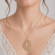 2 Breloques Pendentif Goutte Doré Estampe Filigrane Ajouré 35x27mm