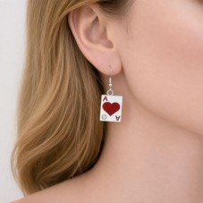 4 Breloques Cartes As de Coeur et de Trèfle en Émail avec Strass 21x19mm