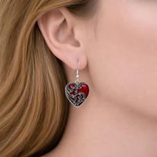 Breloque Pendentif Coeur en Émail Rouge Gothique 23x20mm Saint Valentin