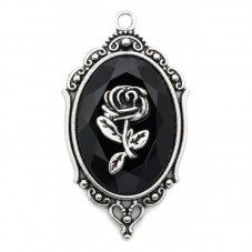 Breloque Pendentif Rose Gothique 42x23mm pour la Création de Bijoux Fantaisie - DIY