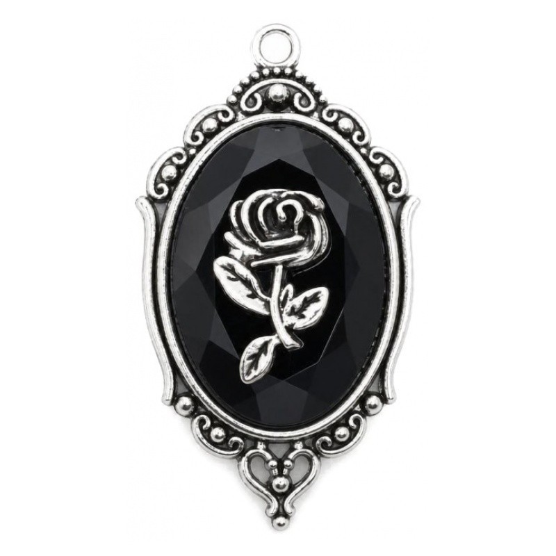 Breloque Pendentif Rose Gothique 42x23mm