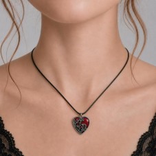 Breloque Pendentif Coeur en Émail Rouge Gothique 23x20mm Saint Valentin